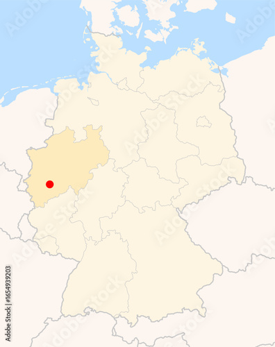 Locatormap of the city Koeln (Nordrhein-Westfalen) in Germany.