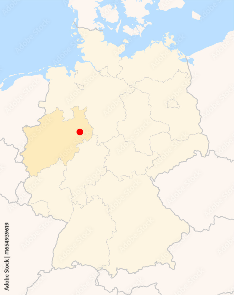 Obraz premium Locatormap of the city Paderborn (Nordrhein-Westfalen) in Germany.