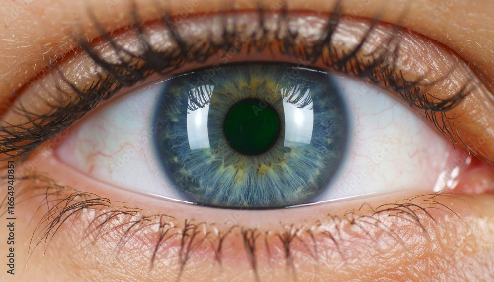 Fototapeta premium Human Eye with Green Screen Pupil for Chroma Key Editing