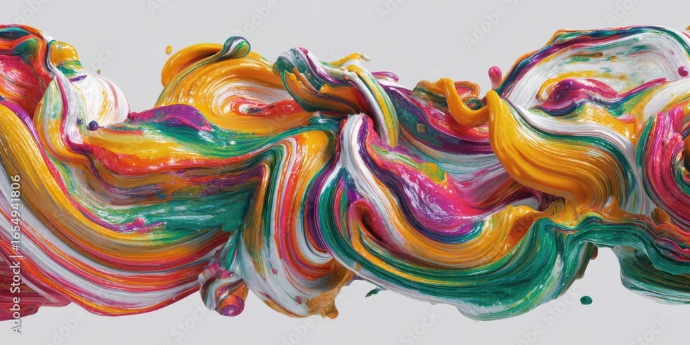 Fototapeta premium Vibrant Abstract Colorful Paint Swirls on White Background