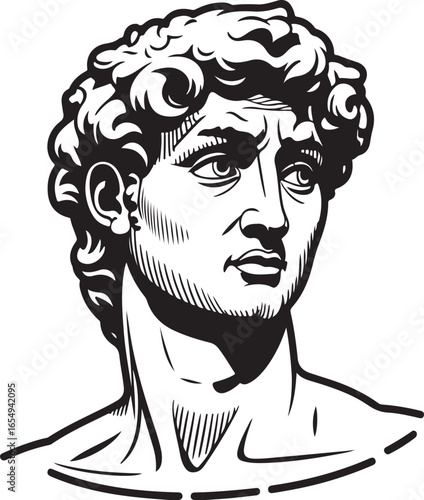 David Sculpture Vector Illustration of Renaissance Art and Portraiture