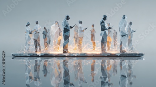 Low Poly Business People Tablet Digital Technology Model