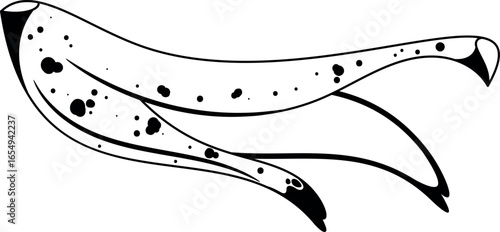 Banana skin black-and-white vector illustration