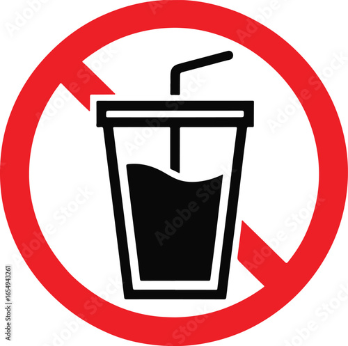 No Drinks Allowed Sign Vector Illustration Symbol for Health and Safety