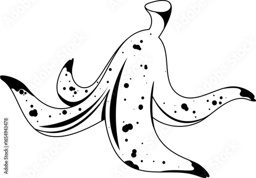 Banana spotted skin black-and-white vector illustration