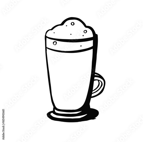 Mochachino, delicious milky coffee drink vector line monochrome