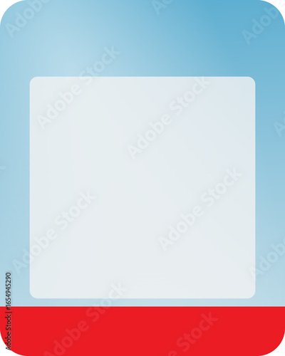 Minimal blank scroll box with blue background and red base, empty template for text or graphic display