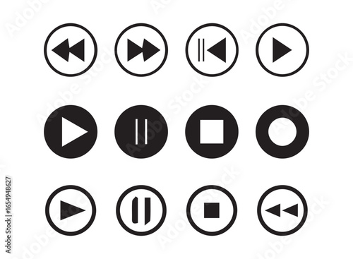 Circle Button Media Player Icons Set
