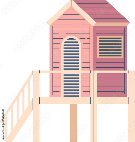 Beach house with stairs, piles