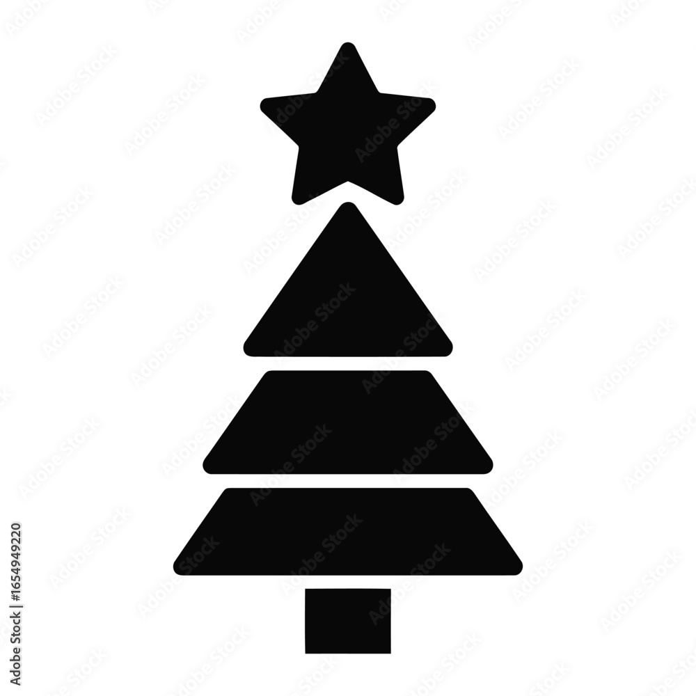 Fototapeta premium Geometric Christmas Tree with Star Minimal Vector Illustration
