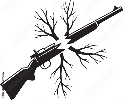 Broken Rifle Symbolizing Peace, Disarmament, and the End of Conflict and Violence