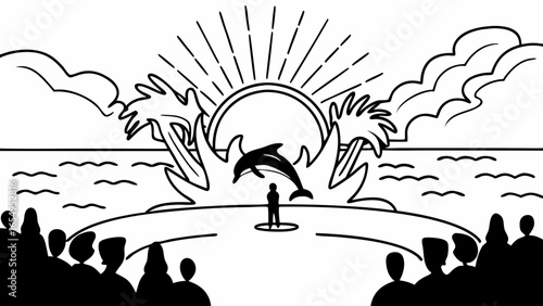 dolphin is jumping over a man 