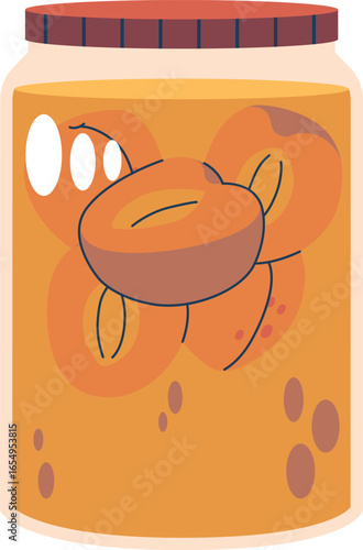 Apricot jam in jar vector illustration