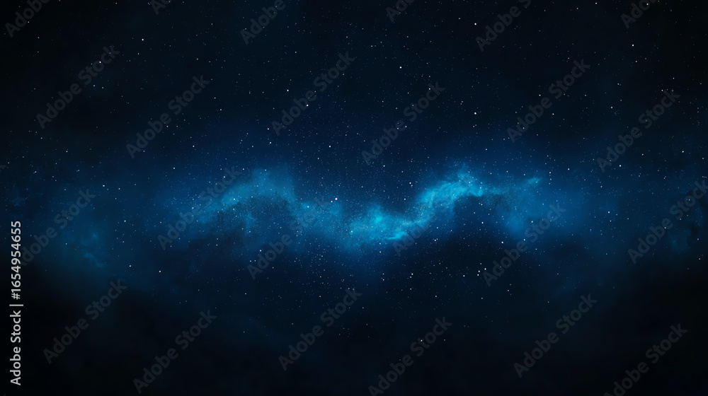 Fototapeta premium A mesmerizing cosmic scene showcasing a stunning nebula in deep space with vibrant blue hues and twinkling stars.