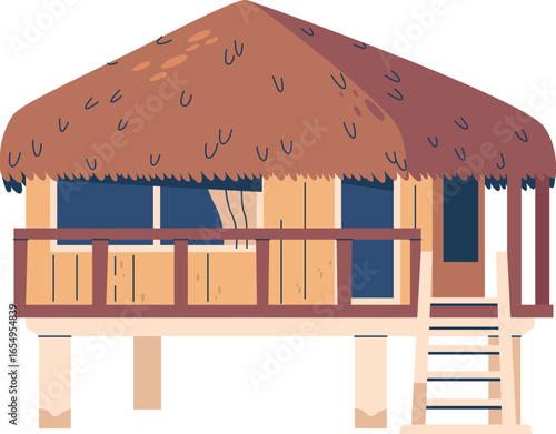 Beach house with thatched roof