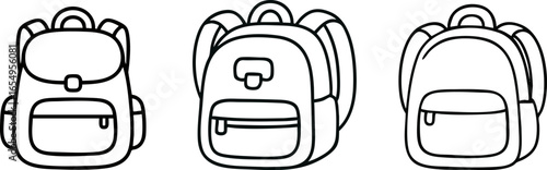 Simple backpack outline drawing, school bag line art for coloring