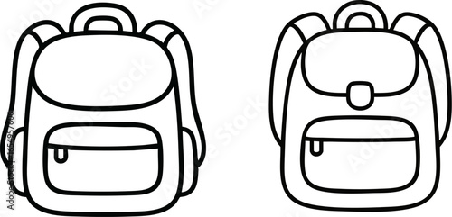 Simple backpack outline illustration, school bag line art for coloring