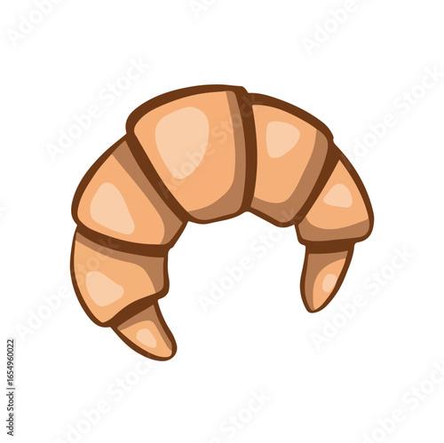 Croissant french puff pastry color vector