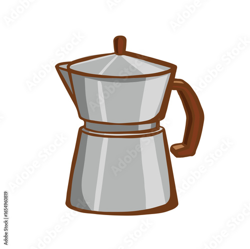 Metal coffee pot, coffee kettle vector