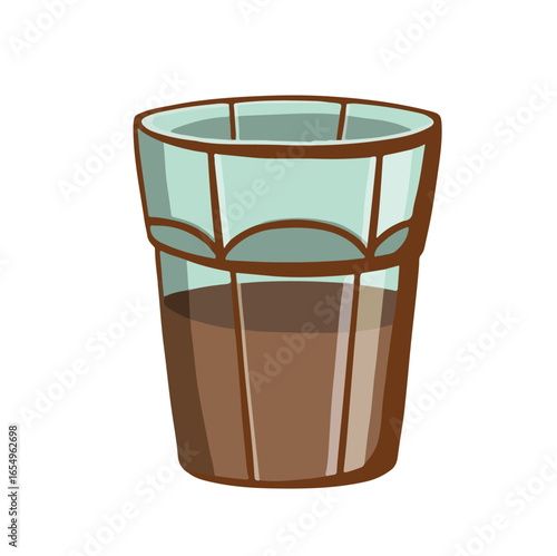 Glass corrugated cup with coffee vector