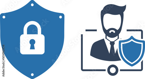 Secure Identity Protection and Data Privacy Shield Icons