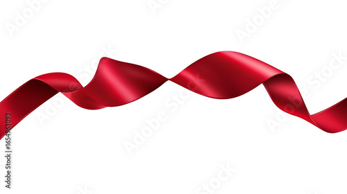 Elegant Red Ribbon Waving on Transparent Background for Decoration and Design Projects