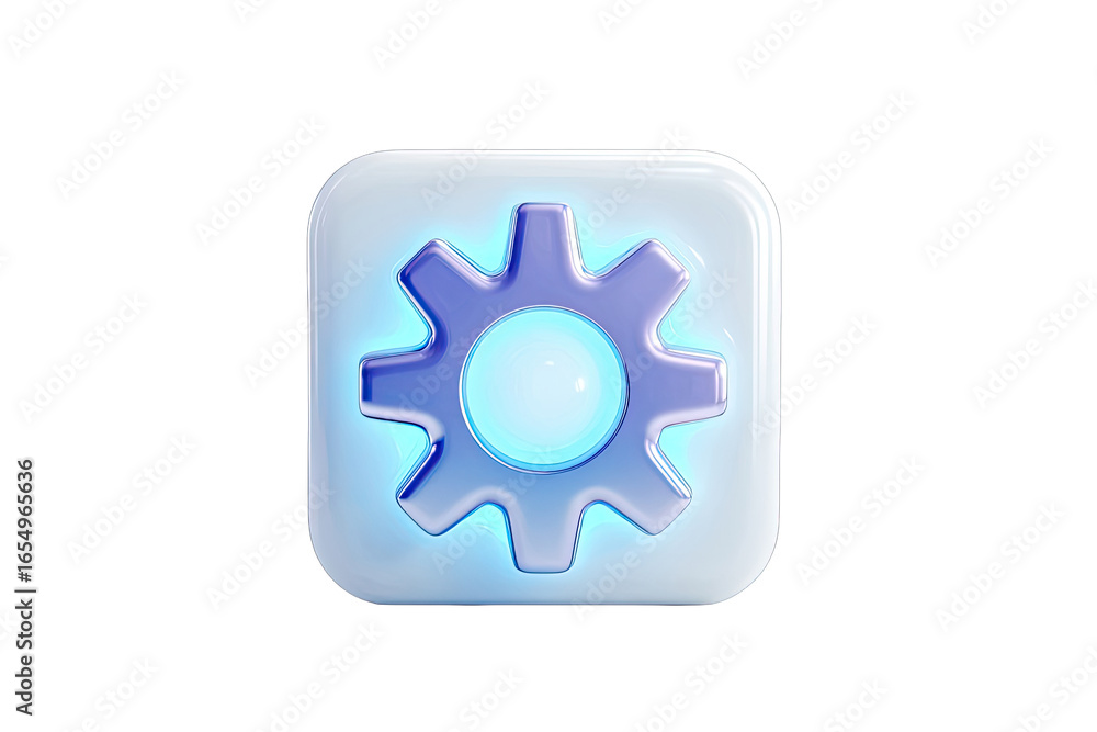 Square icon, gear, light blue Square icon, gear, light blue