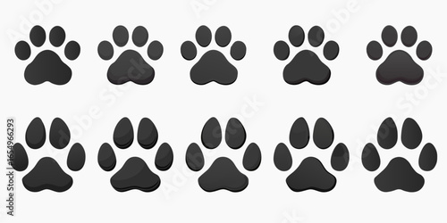 Paw Prints Pattern: A simple, clean, and aesthetically pleasing pattern of black paw prints on a light backdrop, perfect for various design applications.