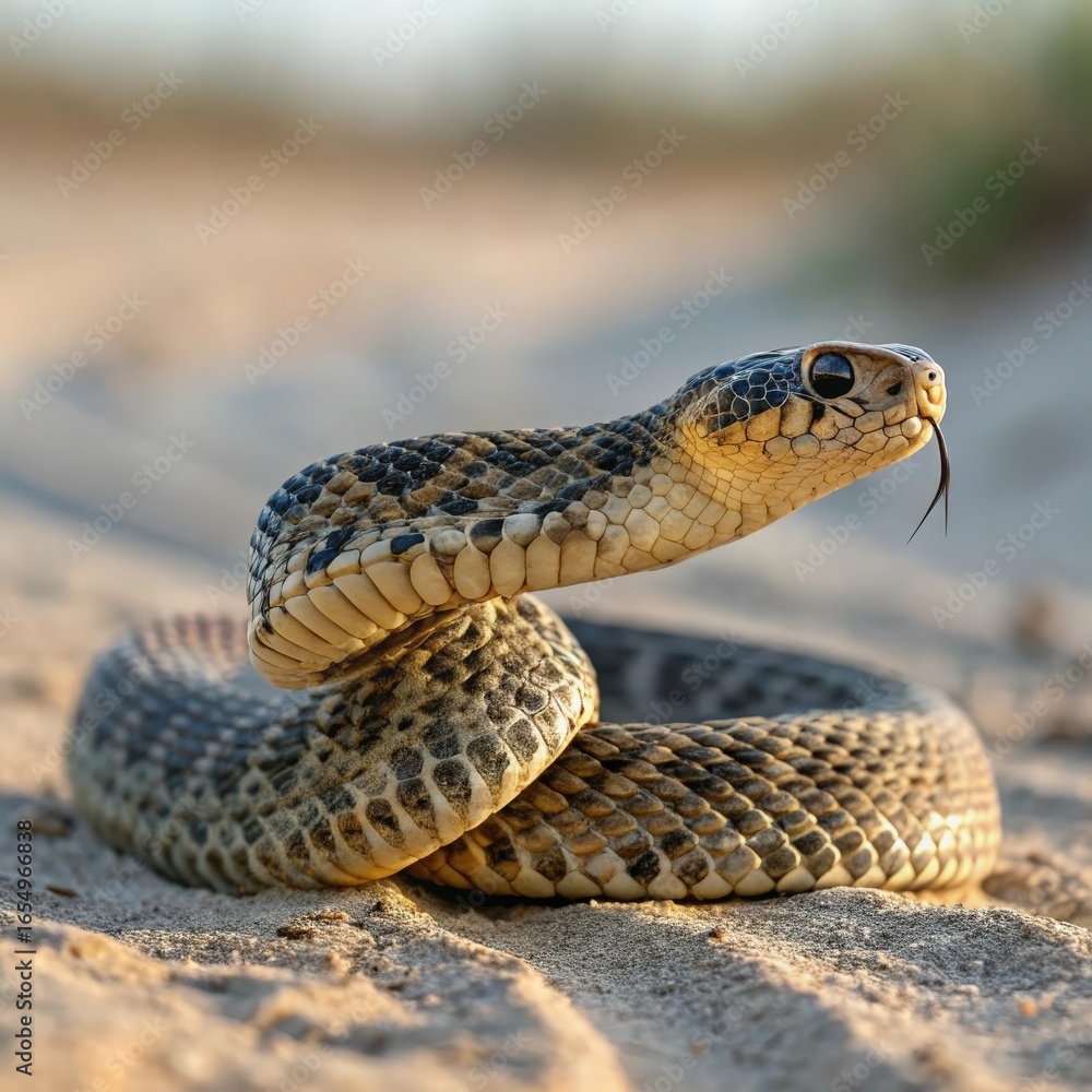 Fototapeta premium a snake with its mouth open on the ground