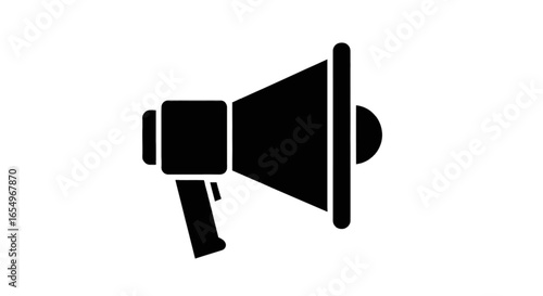 A simple black silhouette icon of a megaphone, also known as a bullhorn, on a plain white background.