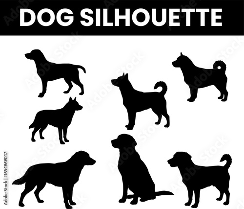 Dog Silhouette Vector Set canine Breed Profiles for Pet and Animal themed Designs