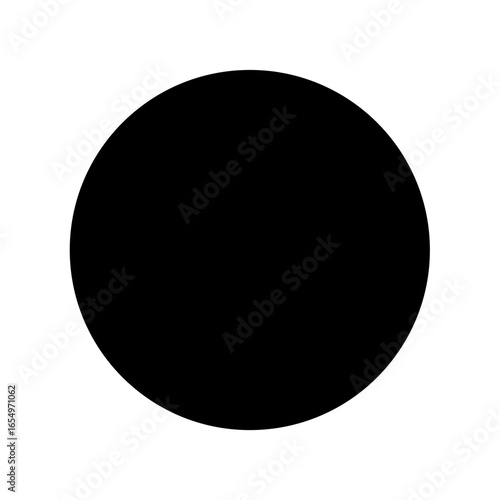 A solitary black circle hovering against a stark white backdrop, minimalist design