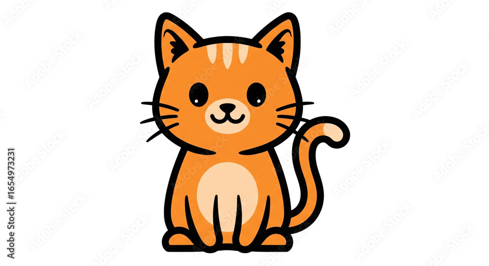 Obraz premium Cute cartoon cat illustration with transparent background