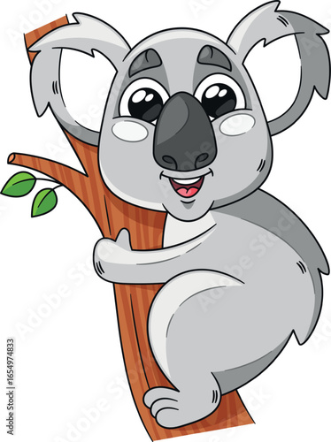 Cute fluffy koala animal vector illustration