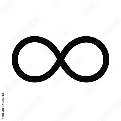 Simple Black Infinity Symbol with Discontinuation Isolated Vector on White Background

