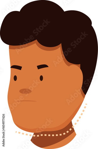 Surgeon planning a plastic surgery intervention on a patient's double chin, showing the cutting lines