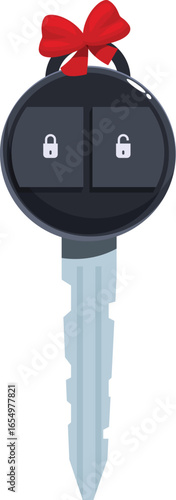 Car key with red bow symbolizing a special gift, vehicle purchase, or automotive related celebration