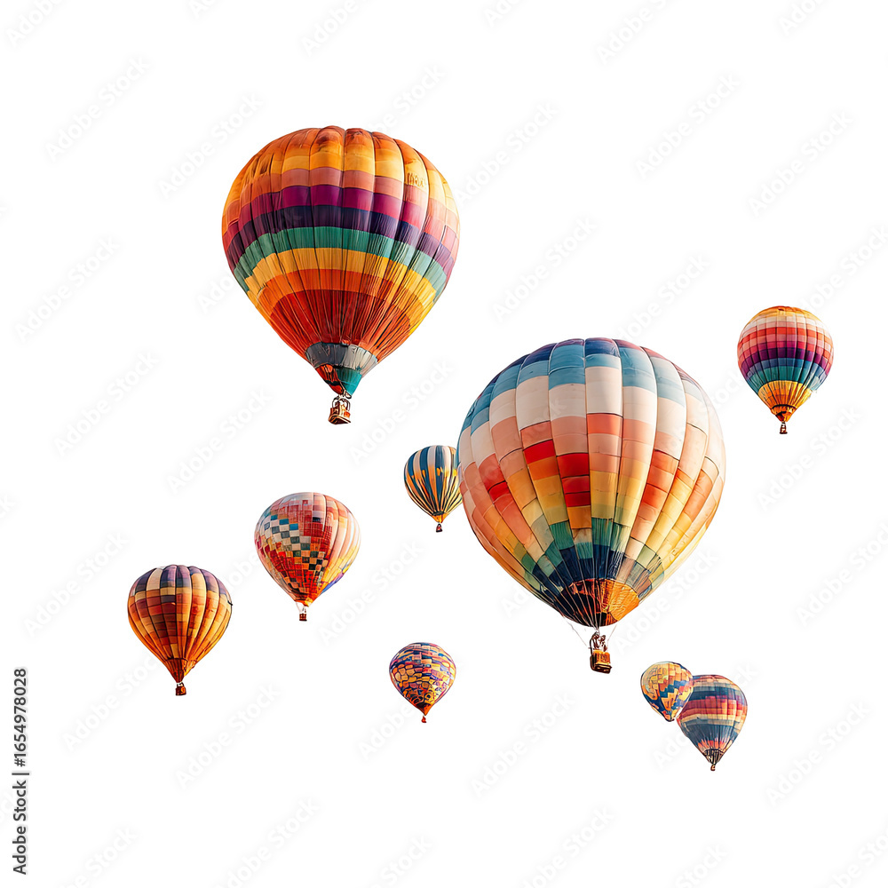 Obraz premium Colorful hot air balloons floating against a dark sky