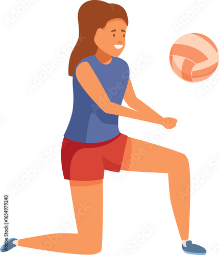 Young woman volleyball player receiving the ball during a match