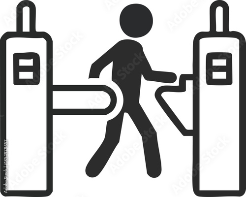 Icon of a Person Passing Through a Turnstile, Indicating Entry or Access in a Public Space