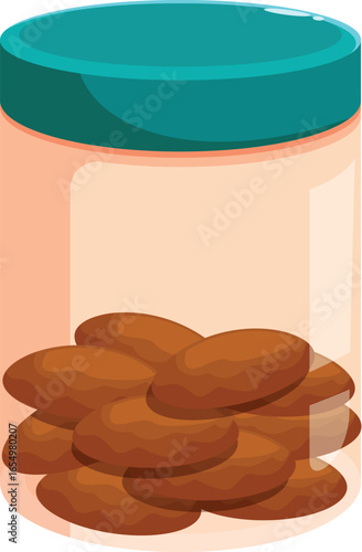 Dates preserved in a transparent plastic jar with a green lid, maintaining freshness and quality for consumption