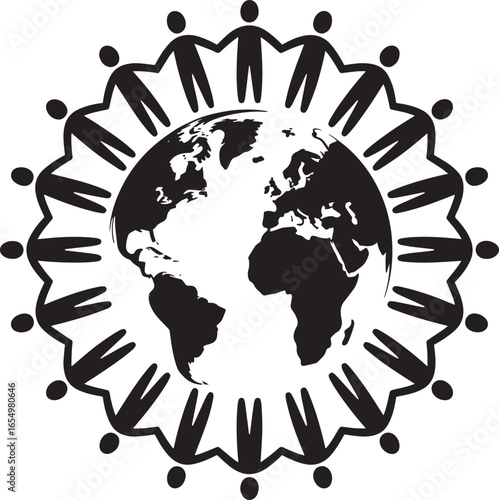 People Holding Hands Around World Globe Unity Peace Global Community Connection