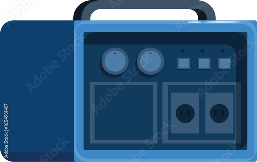 Portable power generator supplying electricity during outages, featuring multiple outlets and controls for versatile power solutions