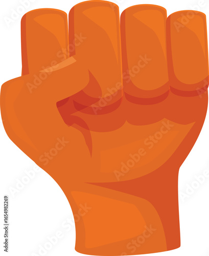 Orange raised fist embodies power, solidarity, and defiance, symbolizing resistance, protest, and the fight for rights
