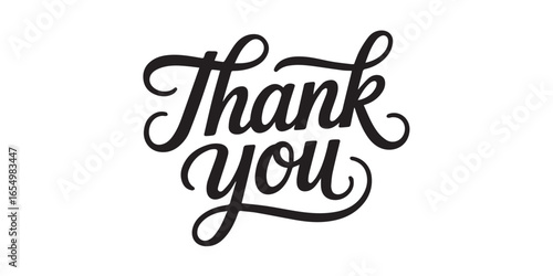 elegant calligraphy thank you vector design with flowing script flourishes, ideal for wedding stationery greeting cards and logos