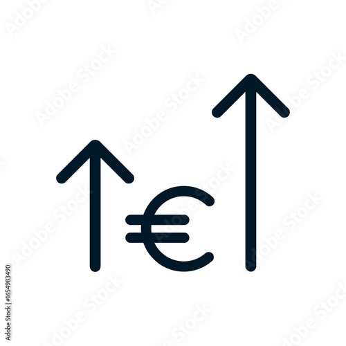 Cost increase - Euro icon, Vector logo sign, Illustration, shape, design, UX UI icon, editable eps