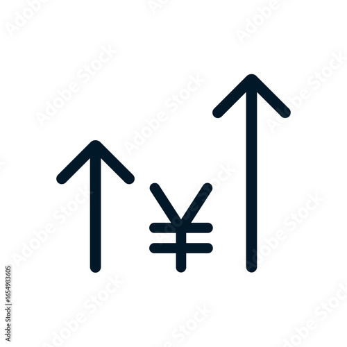 Cost increase - Yen icon, Vector logo sign, Illustration, shape, design, UX UI icon, editable eps