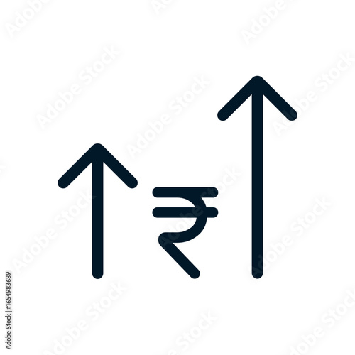 Cost increase - Rupee icon, Vector logo sign, Illustration, shape, design, UX UI icon, editable eps