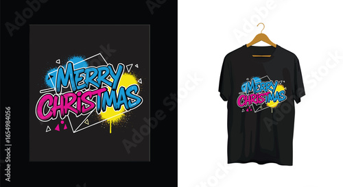 Merry Christmas Graffiti Style T Shirt Design