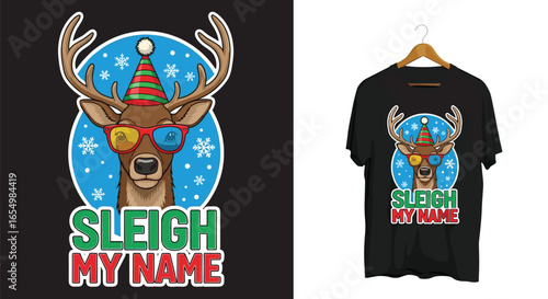 Funny Rudolph Reindeer Christmas Sleigh My Name